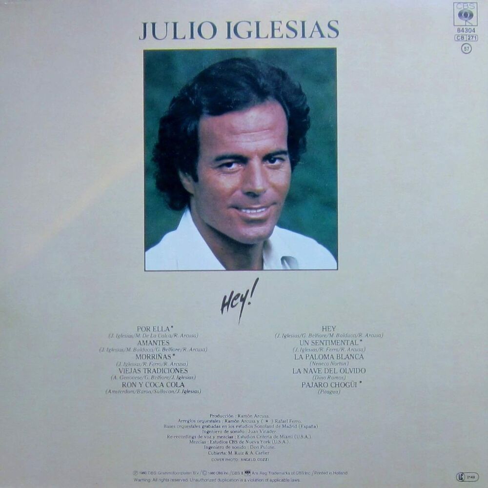Julio Iglesias Hey! Vinyl LP very good condition